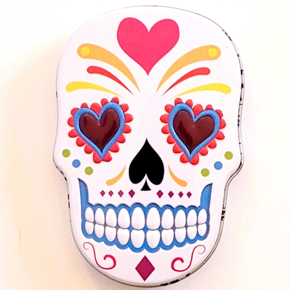 Sugar skull metal tin